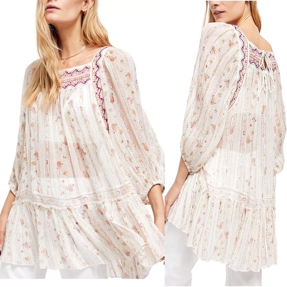 Free People dance magic embroidered tunic top Sz XS - Picture 1 of 7